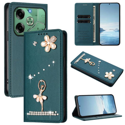 Ballet Girl Diamond Studded RFID Vegan Leather Phone Case, For Tecno Spark 20 Pro 5G, For Tecno Spark 10 Pro Magic Magenta, For Tecno Pova 6 / Pova 6 Pro, For Tecno Pova 6, For Tecno Camon 30 Pro, For Tecno Camon 30 Premier                             ...