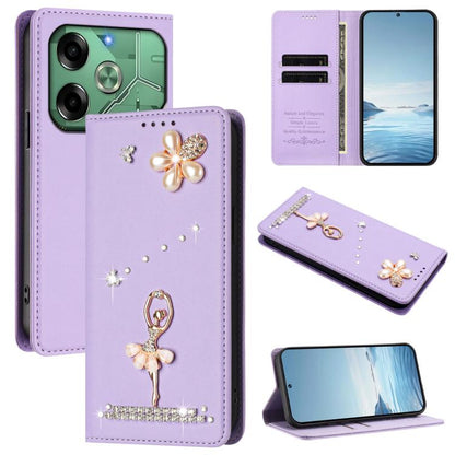 Ballet Girl Diamond Studded RFID Vegan Leather Phone Case, For Tecno Spark 20 Pro 5G, For Tecno Spark 10 Pro Magic Magenta, For Tecno Pova 6 / Pova 6 Pro, For Tecno Pova 6, For Tecno Camon 30 Pro, For Tecno Camon 30 Premier                             ...
