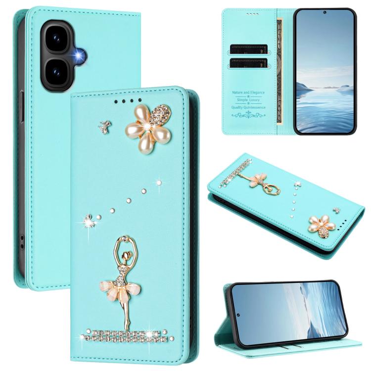 Ballet Girl Diamond Studded RFID Vegan Leather Phone Case, For Tecno Spark Go 3, For Tecno Pova Slim / Spark Slim, For Tecno Spark Go 2024 / Spark 20, For Tecno Spark 40C, For Tecno Pova 7 Pro 5G, For Tecno Pop 10, For Tecno Spark 40 Pro+ 4G           ...