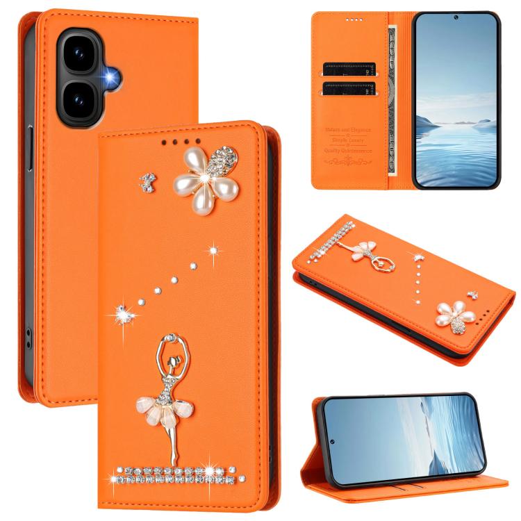 Ballet Girl Diamond Studded RFID Vegan Leather Phone Case, For Tecno Spark Go 3, For Tecno Pova Slim / Spark Slim, For Tecno Spark Go 2024 / Spark 20, For Tecno Spark 40C, For Tecno Pova 7 Pro 5G, For Tecno Pop 10, For Tecno Spark 40 Pro+ 4G           ...