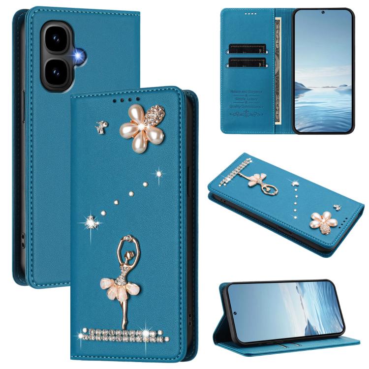 Ballet Girl Diamond Studded RFID Vegan Leather Phone Case, For Tecno Spark Go 3, For Tecno Pova Slim / Spark Slim, For Tecno Spark Go 2024 / Spark 20, For Tecno Spark 40C, For Tecno Pova 7 Pro 5G, For Tecno Pop 10, For Tecno Spark 40 Pro+ 4G           ...