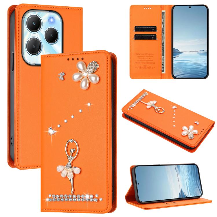 Ballet Girl Diamond Studded RFID Vegan Leather Phone Case, For Tecno Spark 20 Pro 5G, For Tecno Spark 10 Pro Magic Magenta, For Tecno Pova 6 / Pova 6 Pro, For Tecno Pova 6, For Tecno Camon 30 Pro, For Tecno Camon 30 Premier                             ...