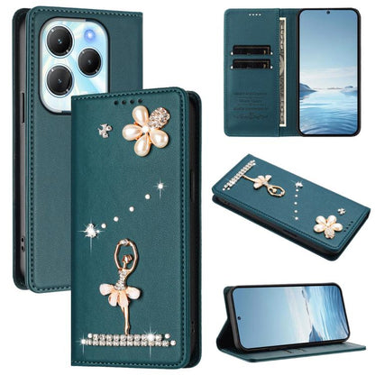 Ballet Girl Diamond Studded RFID Vegan Leather Phone Case, For Tecno Spark 20 Pro 5G, For Tecno Spark 10 Pro Magic Magenta, For Tecno Pova 6 / Pova 6 Pro, For Tecno Pova 6, For Tecno Camon 30 Pro, For Tecno Camon 30 Premier                             ...
