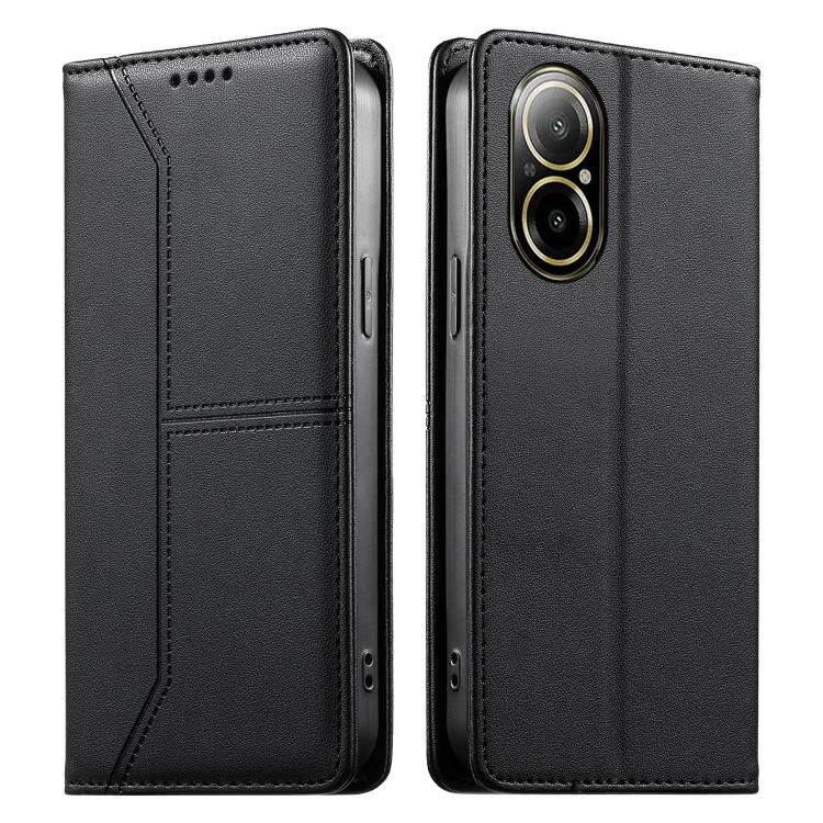 Stitched Line Magnetic RFID Vegan Leather Phone Case, For Realme 12 Lite / Realme C67 4G, For Realme 12 Pro / Realme 12 Pro+, For Realme C53 / Realme Narzo N53, For Realme C65 4G, For Realme C55 / Narzo N55