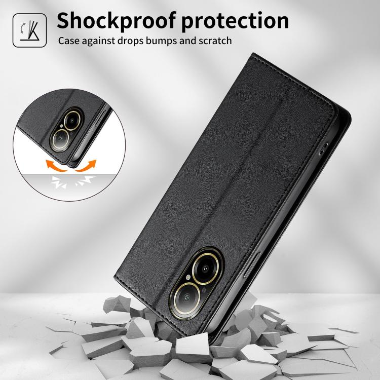 Stitched Line Magnetic RFID Vegan Leather Phone Case, For Realme 12 Lite / Realme C67 4G, For Realme 12 Pro / Realme 12 Pro+, For Realme C53 / Realme Narzo N53, For Realme C65 4G, For Realme C55 / Narzo N55