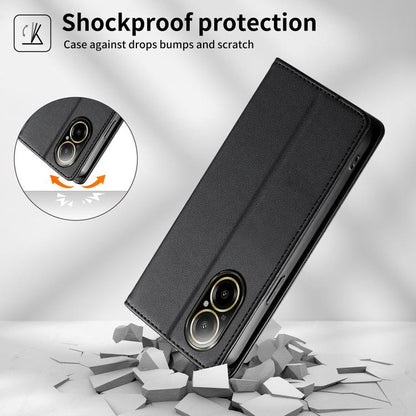Stitched Line Magnetic RFID Vegan Leather Phone Case, For Realme 12 Lite / Realme C67 4G, For Realme 12 Pro / Realme 12 Pro+, For Realme C53 / Realme Narzo N53, For Realme C65 4G, For Realme C55 / Narzo N55