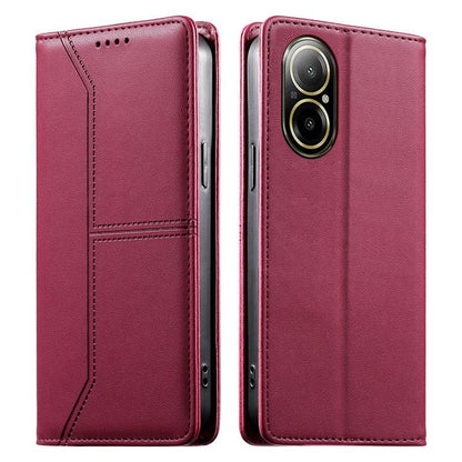 Stitched Line Magnetic RFID Vegan Leather Phone Case, For Realme 12 Lite / Realme C67 4G, For Realme 12 Pro / Realme 12 Pro+, For Realme C53 / Realme Narzo N53, For Realme C65 4G, For Realme C55 / Narzo N55