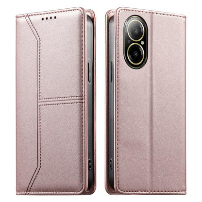 Stitched Line Magnetic RFID Vegan Leather Phone Case, For Realme 12 Lite / Realme C67 4G, For Realme 12 Pro / Realme 12 Pro+, For Realme C53 / Realme Narzo N53, For Realme C65 4G, For Realme C55 / Narzo N55