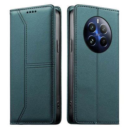 Stitched Line Magnetic RFID Vegan Leather Phone Case, For Realme 12 Lite / Realme C67 4G, For Realme 12 Pro / Realme 12 Pro+, For Realme C53 / Realme Narzo N53, For Realme C65 4G, For Realme C55 / Narzo N55
