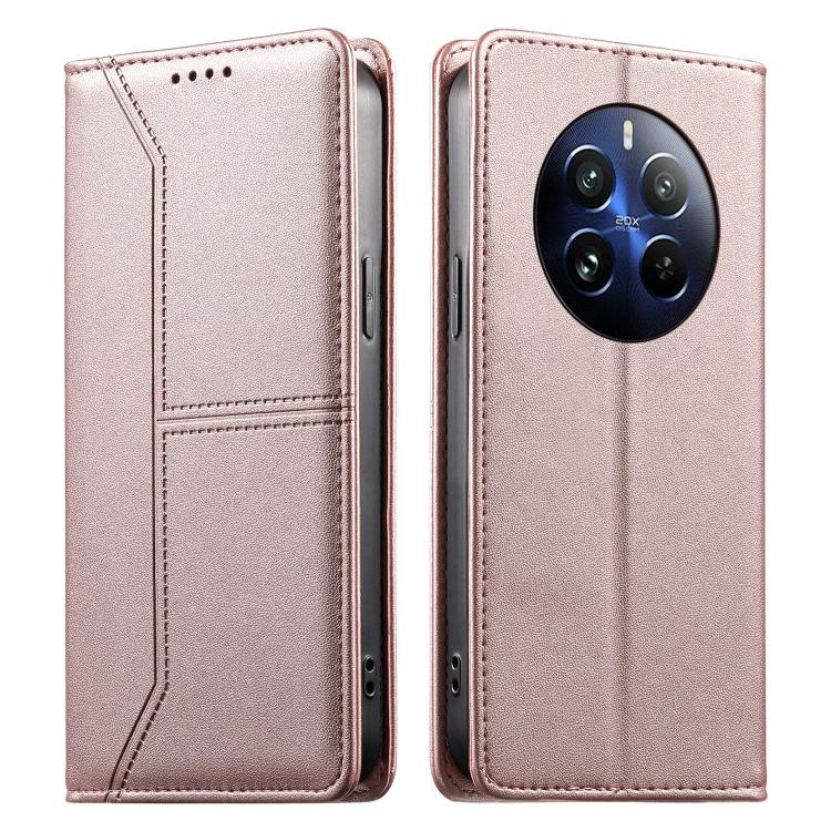 Stitched Line Magnetic RFID Vegan Leather Phone Case, For Realme 12 Lite / Realme C67 4G, For Realme 12 Pro / Realme 12 Pro+, For Realme C53 / Realme Narzo N53, For Realme C65 4G, For Realme C55 / Narzo N55