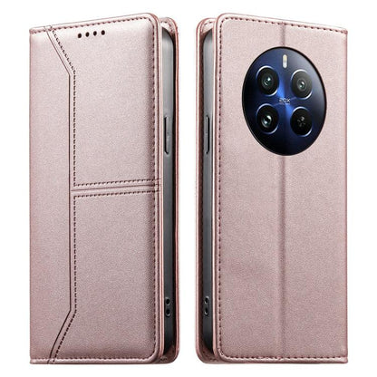 Stitched Line Magnetic RFID Vegan Leather Phone Case, For Realme 12 Lite / Realme C67 4G, For Realme 12 Pro / Realme 12 Pro+, For Realme C53 / Realme Narzo N53, For Realme C65 4G, For Realme C55 / Narzo N55