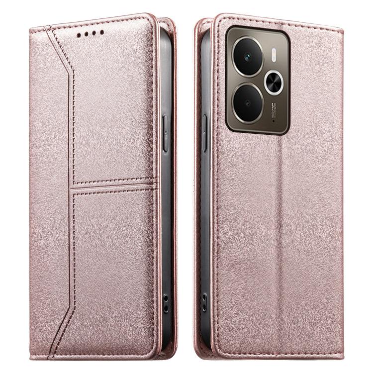 Stitched Line Magnetic RFID Vegan Leather Phone Case, For Realme 16T 5G, For Realme C100 4G, For Realme C83 5G / C85 5G / 15x 5G India, For Realme 16 5G, For Realme 16 Pro+ 5G, For Realme 16 Pro 5G, For Realme C85 Pro 4G, For Realme 15T 5G             ...