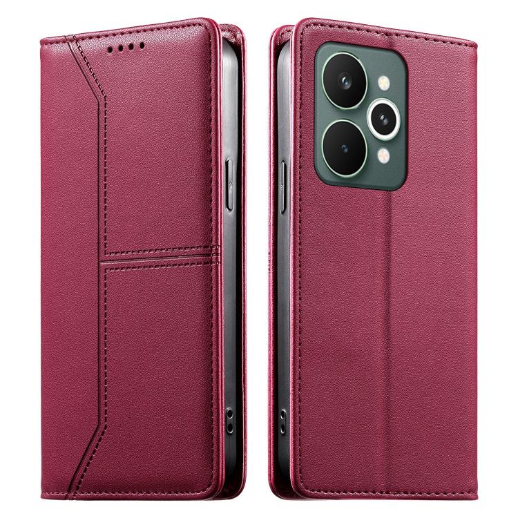 Stitched Line Magnetic RFID Vegan Leather Phone Case, For Realme 16T 5G, For Realme C100 4G, For Realme C83 5G / C85 5G / 15x 5G India, For Realme 16 5G, For Realme 16 Pro+ 5G, For Realme 16 Pro 5G, For Realme C85 Pro 4G, For Realme 15T 5G             ...