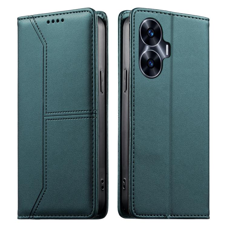 Stitched Line Magnetic RFID Vegan Leather Phone Case, For Realme 12 Lite / Realme C67 4G, For Realme 12 Pro / Realme 12 Pro+, For Realme C53 / Realme Narzo N53, For Realme C65 4G, For Realme C55 / Narzo N55