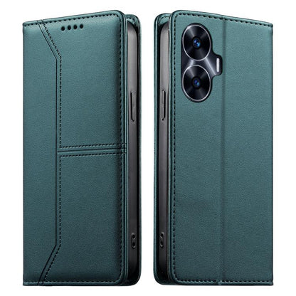 Stitched Line Magnetic RFID Vegan Leather Phone Case, For Realme 12 Lite / Realme C67 4G, For Realme 12 Pro / Realme 12 Pro+, For Realme C53 / Realme Narzo N53, For Realme C65 4G, For Realme C55 / Narzo N55