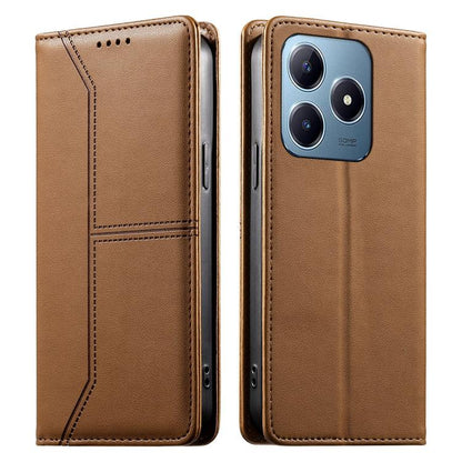Stitched Line Magnetic RFID Vegan Leather Phone Case, For Realme 16T 5G, For Realme C100 4G, For Realme C83 5G / C85 5G / 15x 5G India, For Realme 16 5G, For Realme 16 Pro+ 5G, For Realme 16 Pro 5G, For Realme C85 Pro 4G, For Realme 15T 5G             ...