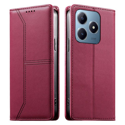 Stitched Line Magnetic RFID Vegan Leather Phone Case, For Realme 16T 5G, For Realme C100 4G, For Realme C83 5G / C85 5G / 15x 5G India, For Realme 16 5G, For Realme 16 Pro+ 5G, For Realme 16 Pro 5G, For Realme C85 Pro 4G, For Realme 15T 5G             ...