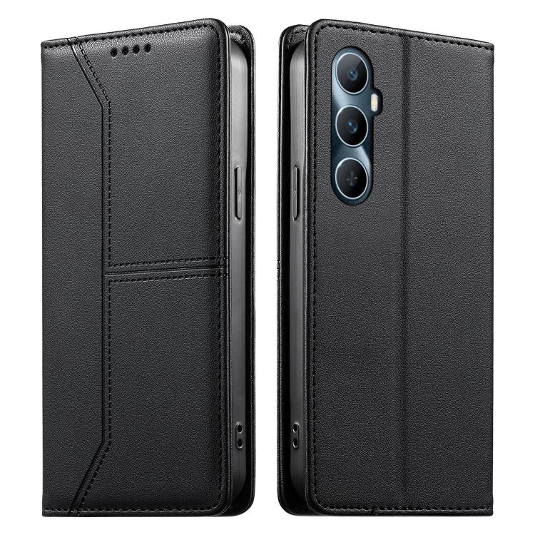 Stitched Line Magnetic RFID Vegan Leather Phone Case, For Realme 12 Lite / Realme C67 4G, For Realme 12 Pro / Realme 12 Pro+, For Realme C53 / Realme Narzo N53, For Realme C65 4G, For Realme C55 / Narzo N55