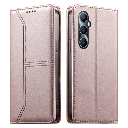 Stitched Line Magnetic RFID Vegan Leather Phone Case, For Realme 12 Lite / Realme C67 4G, For Realme 12 Pro / Realme 12 Pro+, For Realme C53 / Realme Narzo N53, For Realme C65 4G, For Realme C55 / Narzo N55
