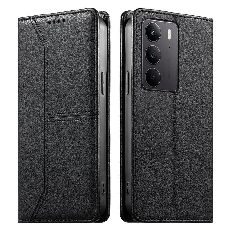 Stitched Line Magnetic RFID Vegan Leather Phone Case, For Realme 16T 5G, For Realme C100 4G, For Realme C83 5G / C85 5G / 15x 5G India, For Realme 16 5G, For Realme 16 Pro+ 5G, For Realme 16 Pro 5G, For Realme C85 Pro 4G, For Realme 15T 5G             ...
