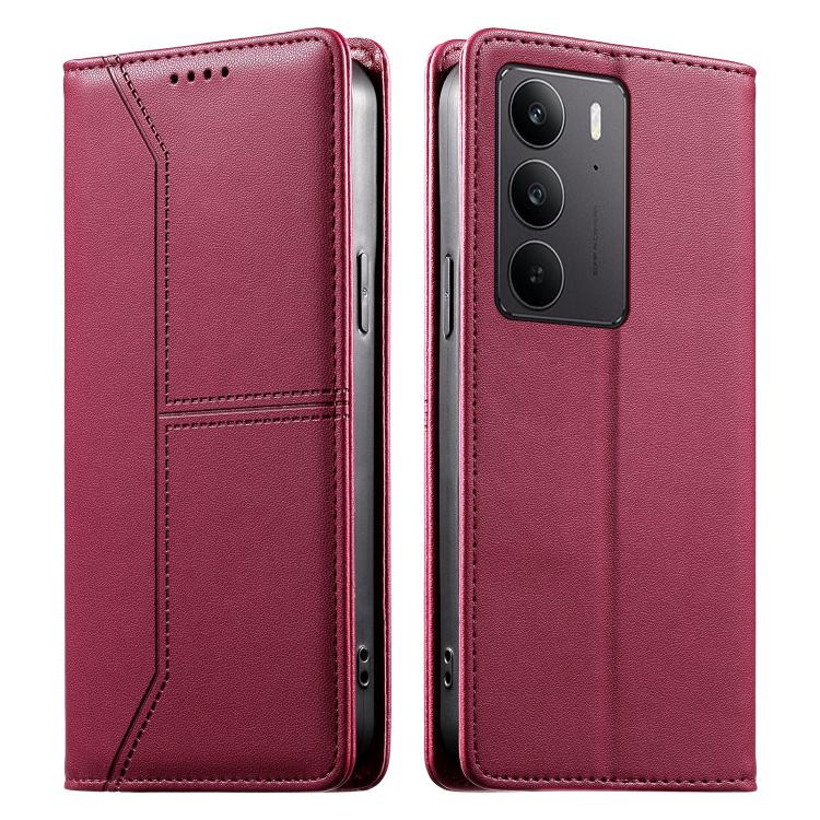 Stitched Line Magnetic RFID Vegan Leather Phone Case, For Realme 16T 5G, For Realme C100 4G, For Realme C83 5G / C85 5G / 15x 5G India, For Realme 16 5G, For Realme 16 Pro+ 5G, For Realme 16 Pro 5G, For Realme C85 Pro 4G, For Realme 15T 5G             ...