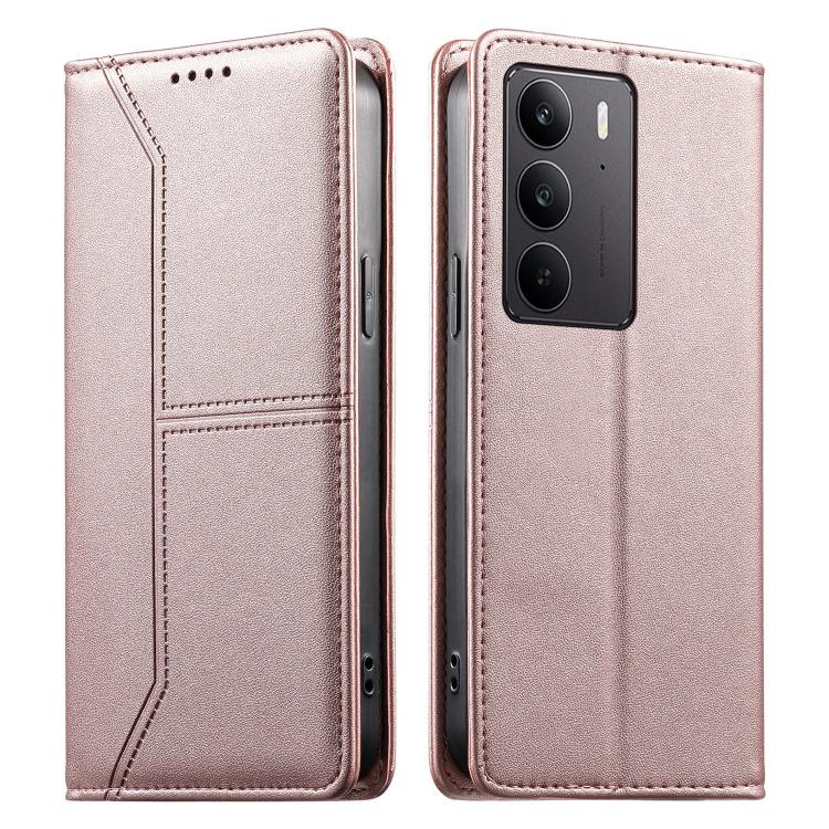 Stitched Line Magnetic RFID Vegan Leather Phone Case, For Realme 16T 5G, For Realme C100 4G, For Realme C83 5G / C85 5G / 15x 5G India, For Realme 16 5G, For Realme 16 Pro+ 5G, For Realme 16 Pro 5G, For Realme C85 Pro 4G, For Realme 15T 5G             ...