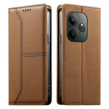 Stitched Line Magnetic RFID Vegan Leather Phone Case, For Realme 16T 5G, For Realme C100 4G, For Realme C83 5G / C85 5G / 15x 5G India, For Realme 16 5G, For Realme 16 Pro+ 5G, For Realme 16 Pro 5G, For Realme C85 Pro 4G, For Realme 15T 5G             ...