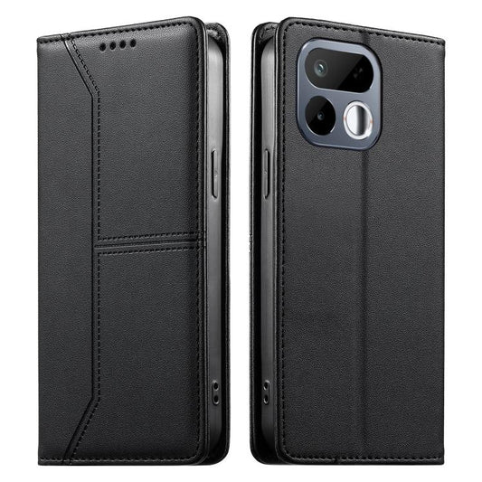 Stitched Line Magnetic RFID Vegan Leather Phone Case, For Realme 16T 5G, For Realme C100 4G, For Realme C83 5G / C85 5G / 15x 5G India, For Realme 16 5G, For Realme 16 Pro+ 5G, For Realme 16 Pro 5G, For Realme C85 Pro 4G, For Realme 15T 5G