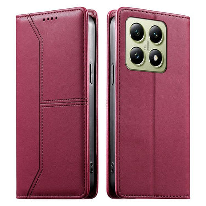 Stitched Line Magnetic RFID Vegan Leather Phone Case, For Xiaomi 17 Max 5G, For Xiaomi 17T Pro 5G, For Xiaomi 17T 5G, For Xiaomi Poco X8 Pro 5G / Redmi Turbo 5 5G, For Xiaomi 17 Ultra, For Xiaomi 17 Pro Max, For Xiaomi 17 Pro, For Xiaomi 17            ...