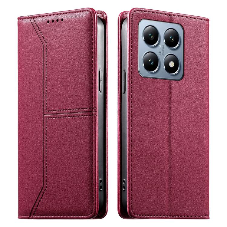 Stitched Line Magnetic RFID Vegan Leather Phone Case, For Xiaomi 17 Max 5G, For Xiaomi 17T Pro 5G, For Xiaomi 17T 5G, For Xiaomi Poco X8 Pro 5G / Redmi Turbo 5 5G, For Xiaomi 17 Ultra, For Xiaomi 17 Pro Max, For Xiaomi 17 Pro, For Xiaomi 17            ...