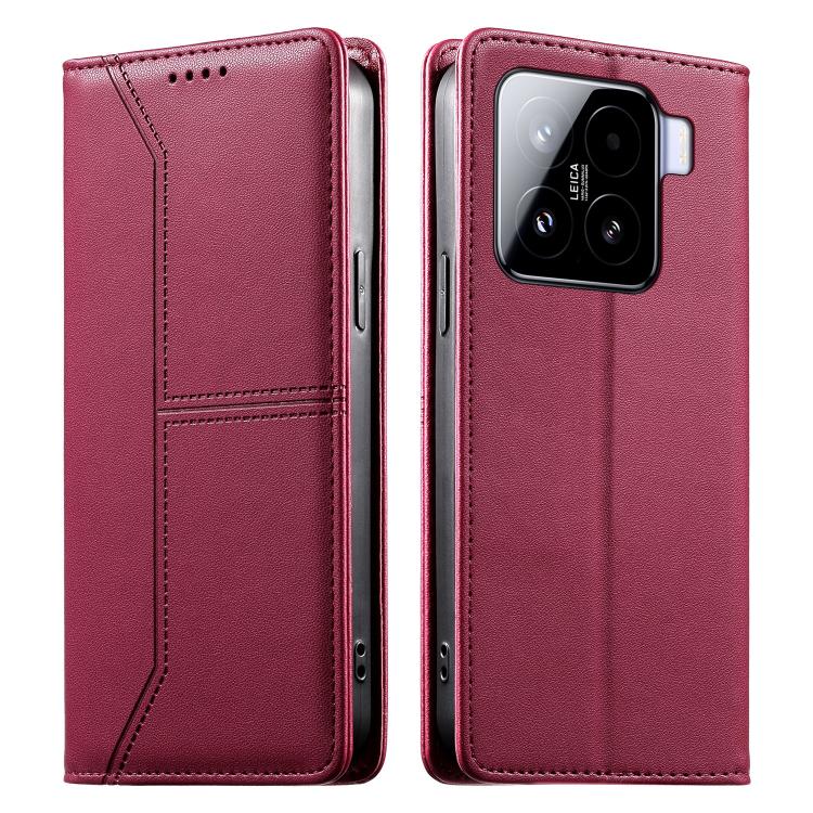 Stitched Line Magnetic RFID Vegan Leather Phone Case, For Xiaomi 17 Max 5G, For Xiaomi 17T Pro 5G, For Xiaomi 17T 5G, For Xiaomi Poco X8 Pro 5G / Redmi Turbo 5 5G, For Xiaomi 17 Ultra, For Xiaomi 17 Pro Max, For Xiaomi 17 Pro, For Xiaomi 17            ...