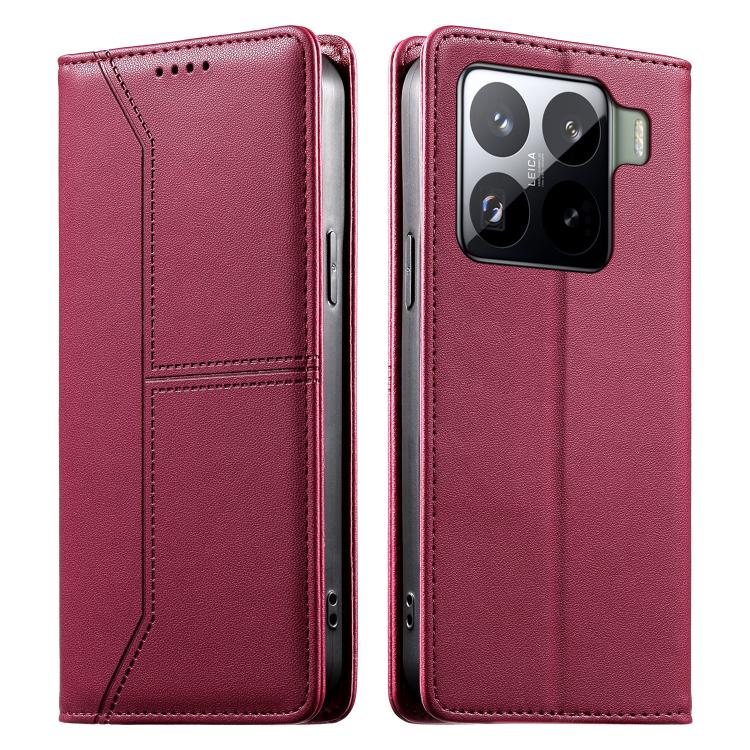 Stitched Line Magnetic RFID Vegan Leather Phone Case, For Xiaomi 17 Max 5G, For Xiaomi 17T Pro 5G, For Xiaomi 17T 5G, For Xiaomi Poco X8 Pro 5G / Redmi Turbo 5 5G, For Xiaomi 17 Ultra, For Xiaomi 17 Pro Max, For Xiaomi 17 Pro, For Xiaomi 17            ...