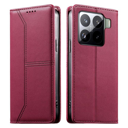 Stitched Line Magnetic RFID Vegan Leather Phone Case, For Xiaomi 17 Max 5G, For Xiaomi 17T Pro 5G, For Xiaomi 17T 5G, For Xiaomi Poco X8 Pro 5G / Redmi Turbo 5 5G, For Xiaomi 17 Ultra, For Xiaomi 17 Pro Max, For Xiaomi 17 Pro, For Xiaomi 17            ...