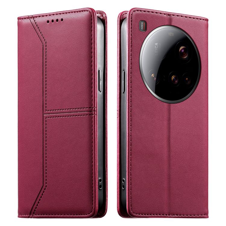 Stitched Line Magnetic RFID Vegan Leather Phone Case, For Xiaomi 17 Max 5G, For Xiaomi 17T Pro 5G, For Xiaomi 17T 5G, For Xiaomi Poco X8 Pro 5G / Redmi Turbo 5 5G, For Xiaomi 17 Ultra, For Xiaomi 17 Pro Max, For Xiaomi 17 Pro, For Xiaomi 17            ...