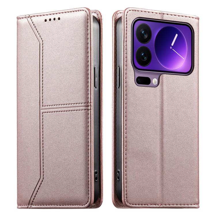 Stitched Line Magnetic RFID Vegan Leather Phone Case, For Xiaomi 17 Max 5G, For Xiaomi 17T Pro 5G, For Xiaomi 17T 5G, For Xiaomi Poco X8 Pro 5G / Redmi Turbo 5 5G, For Xiaomi 17 Ultra, For Xiaomi 17 Pro Max, For Xiaomi 17 Pro, For Xiaomi 17            ...
