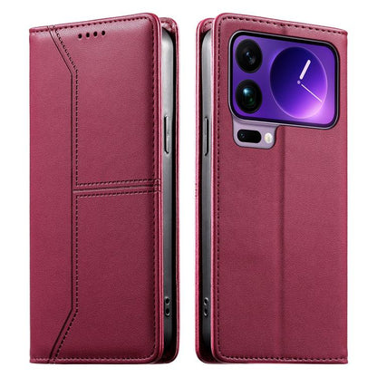 Stitched Line Magnetic RFID Vegan Leather Phone Case, For Xiaomi 17 Max 5G, For Xiaomi 17T Pro 5G, For Xiaomi 17T 5G, For Xiaomi Poco X8 Pro 5G / Redmi Turbo 5 5G, For Xiaomi 17 Ultra, For Xiaomi 17 Pro Max, For Xiaomi 17 Pro, For Xiaomi 17            ...