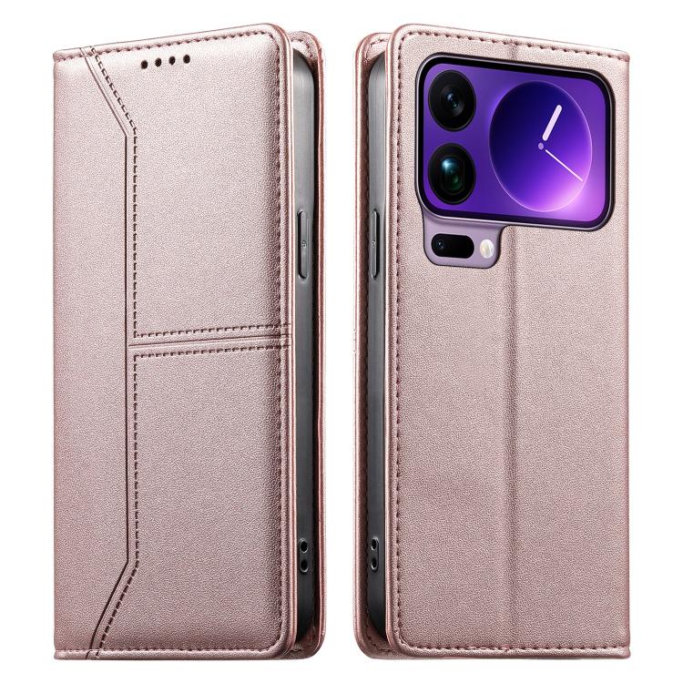 Stitched Line Magnetic RFID Vegan Leather Phone Case, For Xiaomi 17 Max 5G, For Xiaomi 17T Pro 5G, For Xiaomi 17T 5G, For Xiaomi Poco X8 Pro 5G / Redmi Turbo 5 5G, For Xiaomi 17 Ultra, For Xiaomi 17 Pro Max, For Xiaomi 17 Pro, For Xiaomi 17            ...