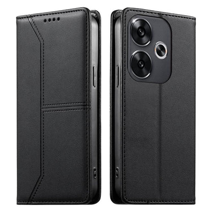 Stitched Line Magnetic RFID Vegan Leather Phone Case, For Xiaomi Poco F6 / Redmi Turbo 3