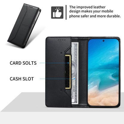 Stitched Line Magnetic RFID Vegan Leather Phone Case, For Xiaomi Poco F6 / Redmi Turbo 3