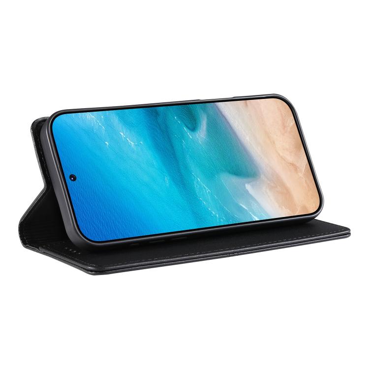 Stitched Line Magnetic RFID Vegan Leather Phone Case, For Xiaomi Poco F6 / Redmi Turbo 3
