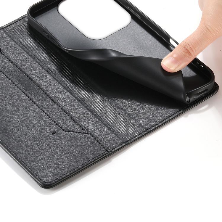 Stitched Line Magnetic RFID Vegan Leather Phone Case, For Xiaomi Poco F6 / Redmi Turbo 3