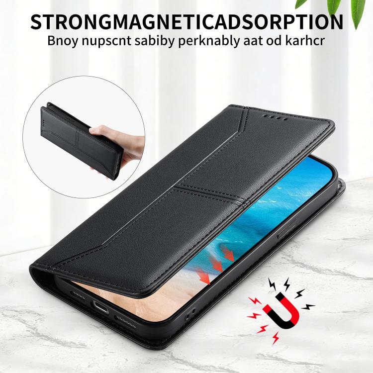Stitched Line Magnetic RFID Vegan Leather Phone Case, For Xiaomi Poco F6 / Redmi Turbo 3