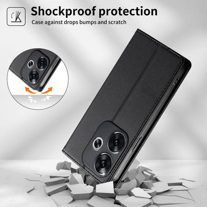 Stitched Line Magnetic RFID Vegan Leather Phone Case, For Xiaomi Poco F6 / Redmi Turbo 3