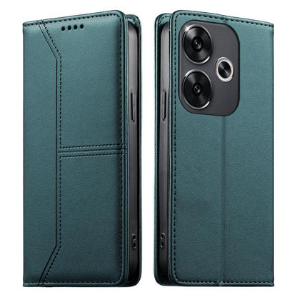 Stitched Line Magnetic RFID Vegan Leather Phone Case, For Xiaomi Poco F6 / Redmi Turbo 3