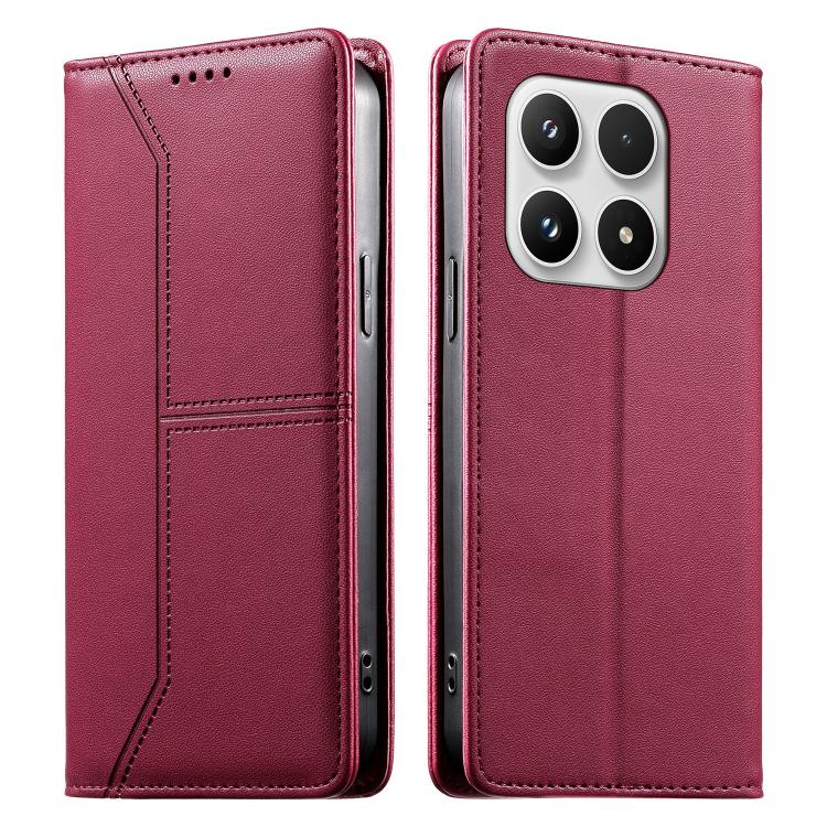 Stitched Line Magnetic RFID Vegan Leather Phone Case, For Xiaomi 17 Max 5G, For Xiaomi 17T Pro 5G, For Xiaomi 17T 5G, For Xiaomi Poco X8 Pro 5G / Redmi Turbo 5 5G, For Xiaomi 17 Ultra, For Xiaomi 17 Pro Max, For Xiaomi 17 Pro, For Xiaomi 17            ...
