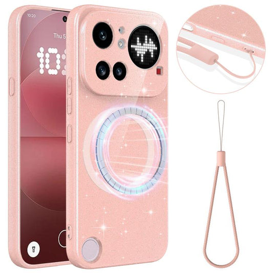 Fine Hole Glossy Glitter Magnetic TPU Phone Case with Same Color Hand Strap, For Nothing Phone 4a Pro, For Nothing Phone 4a, For Nothing Phone 3a Lite, For Nothing Phone 3, For Nothing CMF Phone 2 Pro, For Nothing Phone 3a, For Nothing Phone 3a Pro