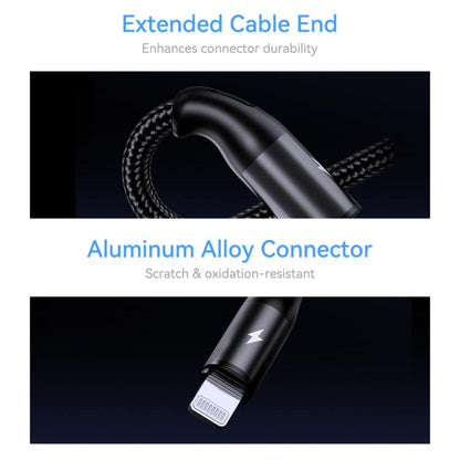 ROCK RCB0790 1.2m 3-in-1 USB to 8 Pin + Type-C + Micro USB Metal Braided Charging Cable, RCB0790
