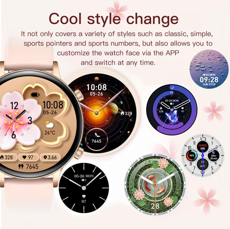 QS03 1.32-inch AMOLED Display Women Smart Watch Supports Health Monitoring