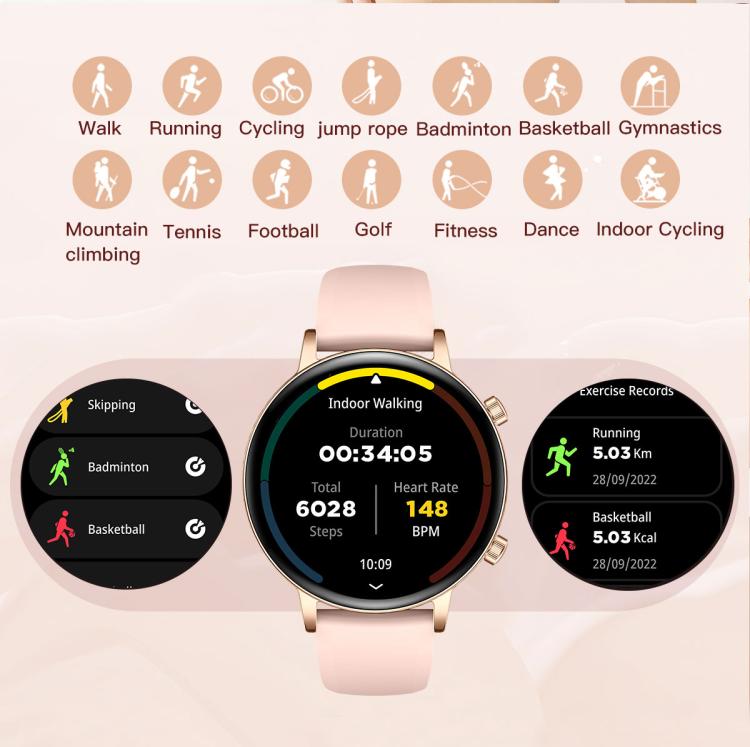 QS03 1.32-inch AMOLED Display Women Smart Watch Supports Health Monitoring