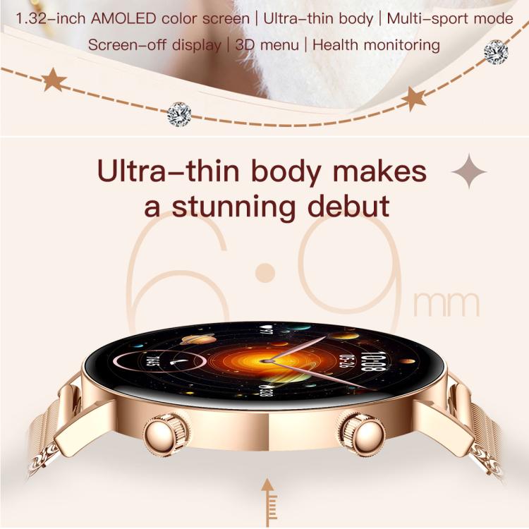 QS03 1.32-inch AMOLED Display Women Smart Watch Supports Health Monitoring